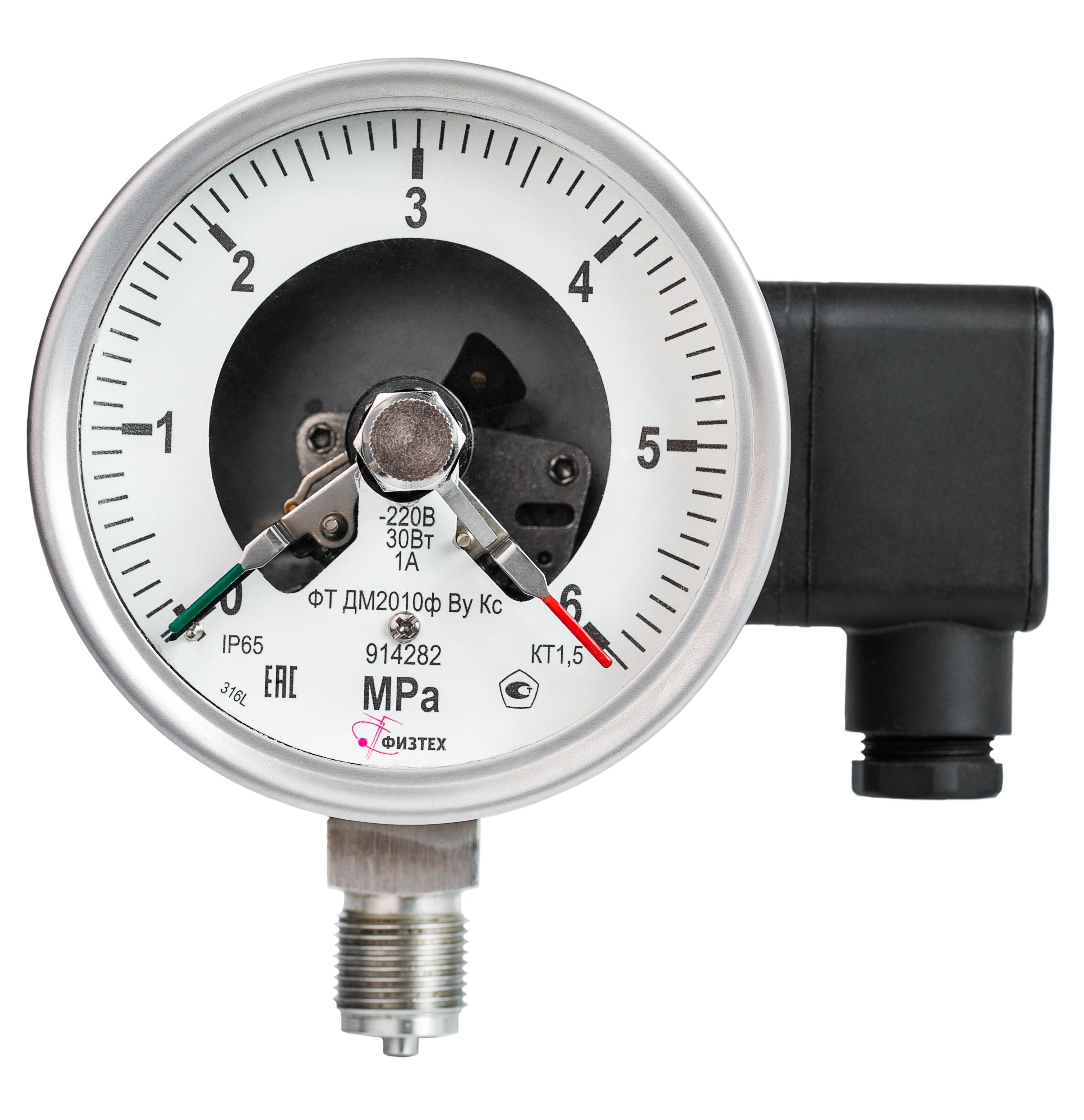 Вакуумметры, мановакуумметры, манометры электроконтактные коррозионностойкие виброустойчивые  ДВ2010ф ВУ Кс IP65, ДА2010ф ВУ Кс IP65, ДМ2010ф ВУ Кс IP65