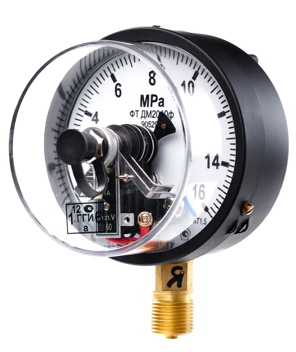 Вакуумметры, мановакуумметры, манометры электроконтактные пылевлагозащищенные ДВ2010ф, ДА2010ф, ДМ2010ф IP53